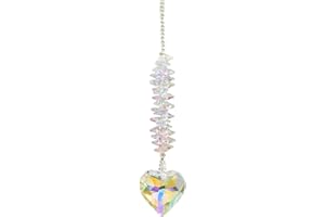 MAUSOUCA Rainbow Suncatcher Hanging Ornaments,Crystal Heart Shape Prisms Pendants,Rainbow Maker Chakra for Home Garden Window Decoration (AB color)
