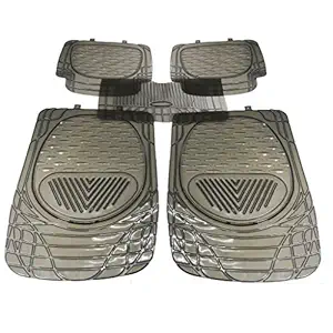 Dhe Best BE-F2 Rubber Ellips Bubble Floor/Foot Mats for Maruti Alto K10 Type 1 (Black, Transparent) - Set of 5