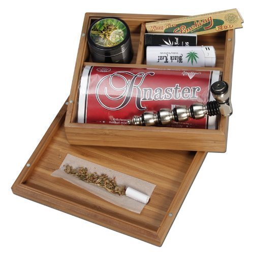 Black Leaf Stoner Box Caja de Bambú para Fumadores 175x160x60mm - PatchouliWorld