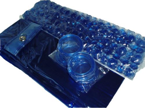 2 Piece Bathroom Set, Vinyl Shower Curtain and Non Slip Vinyl Bath/Shower Mat (Royal Blue)