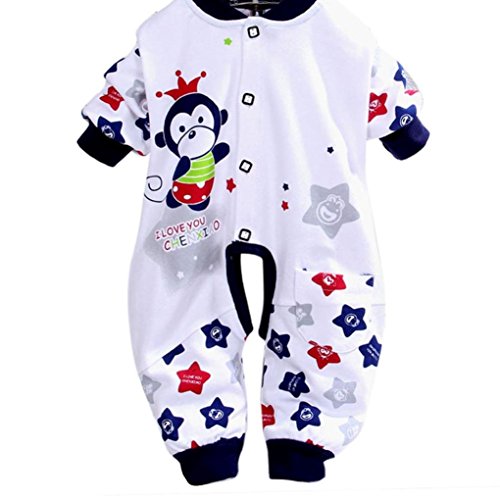 Koly Baby Kids Boy Girl Infant Romper Jumpsuit Bodysuit Cotton Clothes (3-5M, Dark Blue)