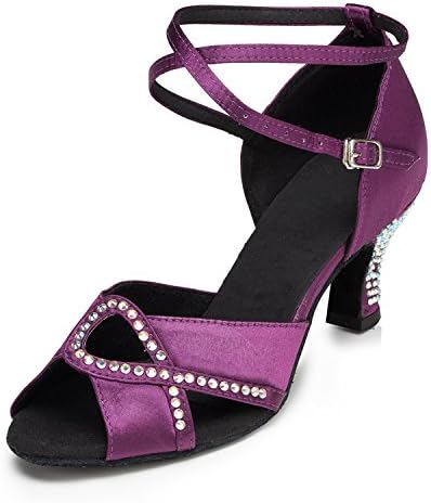 MINITOOLadies Kitten Low Heel Satin Ballroom Latin Dance Shoes Formal Party Sandals L158