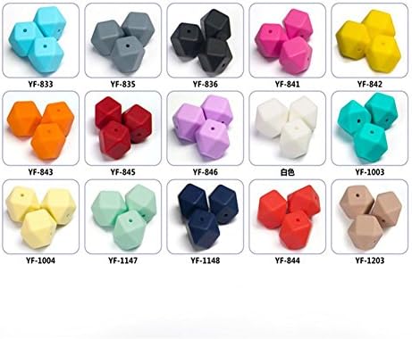 50pcs 17mm Silica Mill Bead Food Grade Silicone Hexagonal Bead Mixed Color Multi - Dispersed Beads , yf845 (deep red)