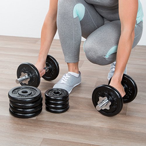 Ultrasport Guss-Kurzhantel-Set 30 kg, 2 x 35 cm Hantelstange mit 8 x 2,5 kg und 4 x 1,25 kg Scheiben - 5
