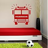 Wandtattoo Feuerwehrauto in ihrer Wunschfarbe Motiv 322, passend in jedes Zimmer (in bester Qualität aus Markenfolie gefertigt)