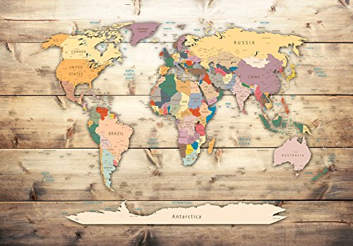 FOTOTAPETE 400×280 cm – VLIES TAPETE PREMIUM – PROFI QUALITÄT – 3 Farben zur Auswahl – Top moderne Wanddeko – Wandbilder XXL – Riesen Wandbild – Top Design Tapete – Neue exklusive Edition mit noch besser Druckauflösung – Deutsches Premium Vlies – Holz Weltkarte Welt k-B-0009-a-b - 3