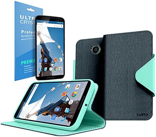 Nexus 6 Case, Cellto Thin TPU [0.33 mm] [Precision Fit] Soft Flex [Anti Slip] Silicone Cover for Google Nexus 6 - Navy/Mint