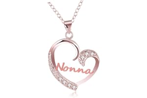 GUOYU Regalo Nonna Collane Nonna Regalo Natale per Nonna Collana Donna regalo Compleanno Nonna Regalo Natale per Nonna Cuore Diamante Collana Argento Pendent