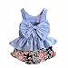 for 2-7 Years Old, Internet Kids Girls Big Bow Vest Shirt Top Floral Shorts Clothing Set (100/2-3Y, Blue)