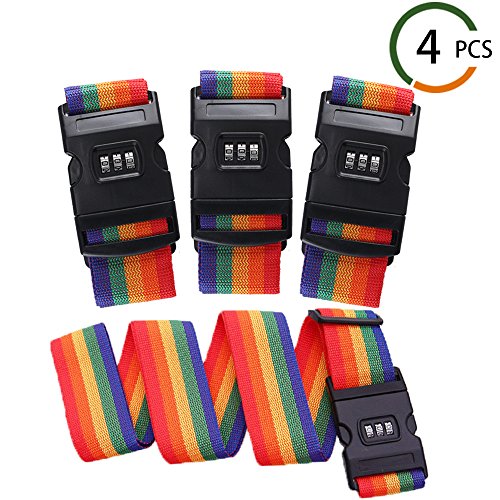 FJSM-4pcs-Sangle-Valise-Voyage-Bagage-Attache-Sangle-Reglable-Avec-Serrure--Combinaison-en-Couleur-Sympatique-110g
