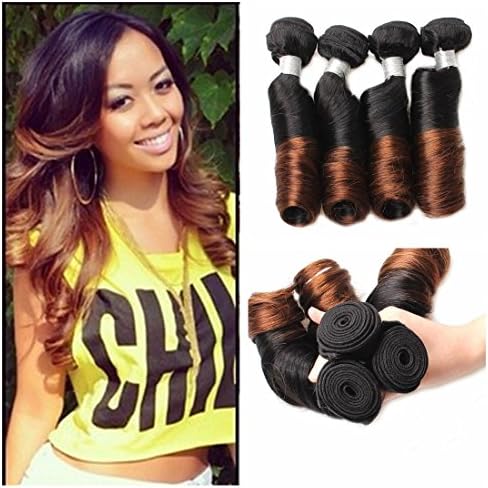 Lolly Grade 8A Brazilian Ombre Spring Curl Bundles Virgin Remy Hair Weaves Weft Unprocessed Human Hair Extensions #1b/#4 Color (18 20 22 22inch)
