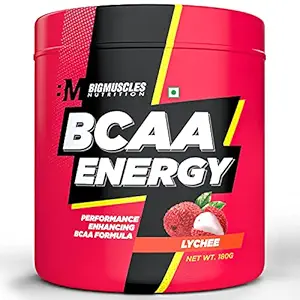 Bigmuscles Nutrition BCAA Energy, 30 Serving, Lychee, Advanced Intra Workout with Micronized Vegan BCAA & Taurine, Electrolyte and Rehydration Optimizer, Muscle Recovery, Endurance, 180 g