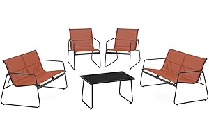 IDMarket - Salon de Jardin Bas Malaga 6 Places avec 2 canapés, fauteuils et Table Terracotta