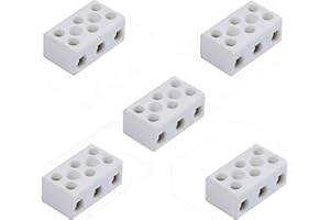 BORDSTRACT 3 Bloques de Terminal de Cerámica de Vía, 30A 250V Conectores de Cerámica de Porcelana de Alta Temperatura con Apertura de Entrada de 6mm para Cable Eléctrico, y Varias Situaciones de Cableado(5pcs)