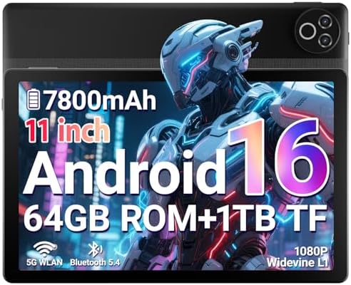 Laptok Android 16 Tablet 11 Zoll, 20 GB+64 GB+1 TB TF Expandable, 1280 x 800 IPS HD 7800 mAh