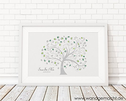 wedding tree "Premium-Set" ** inkl. Bilderrahmen, Stempelkissen, Anleitung und Stift ** Fingerabdruckbaum Gästebuch Hochzeit Hochzeitsbaum