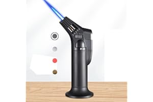 ibforcty Refillable Culinary Cooking Torch Kitchen Blow Torch Lighter with Safety Lock Adjustable and Lock Flame (Butane Gas not Included) (Black)