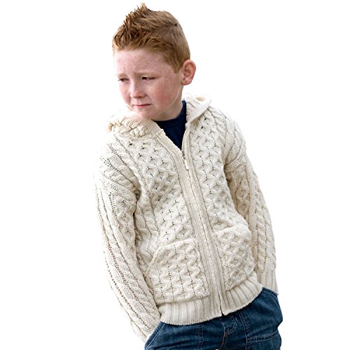 100% irlandés de lana Merino Little Boys con capucha sudadera de cremallera con bolsillos por West End