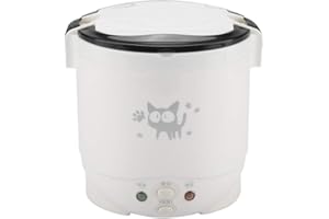 DAMOHONY Olla Arrocera de Viaje Mini Portátil 24V Para Coche, 100W 1.0L Mini Olla Arrocera de 2 Tazas, Olla Interior Antiadherente de Acero Inoxidable, para Cocinar Sopa, Guisos, Cereales y Avena (Blanco)
