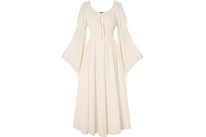SCARLET DARKNESS Renaissance Dress for Women Medieval Peasant Long Bell Sleeve Dresses
