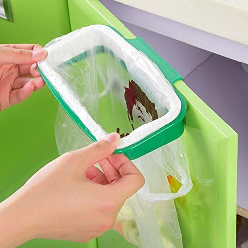Kingt Kitchen waste collection tray bin bag holder for bin bags and bags, easy to assemble bag holder for hanging OAK01G