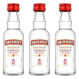  Smirnoff Red No. 21 Premium Vodka Triple Destilled, 3er, Wodka, Alkohol, Alkoholgetränk, Flasche, Miniatur, PET, 40%, 50 ml, 724617