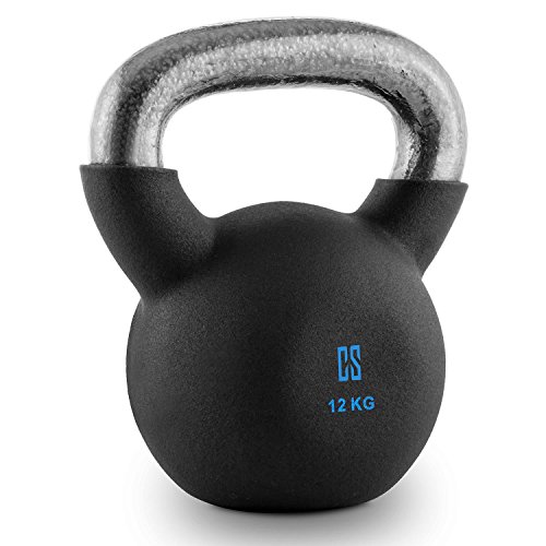 Capital Sports V-ket Kettlebell Kugelhantel mit flächenschonender Vinyl-Ummantelung (großzügiger Griffbügel, aufgedrucktes Gewicht, abgeflachter Boden) schwarz-blau