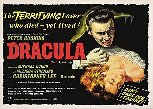 Imagenation DRACULA VINTAGE POSTER 1958 Professional 260gsm Silk Art Photographic Print - Unframed (A3 - 297mm X 420mm)