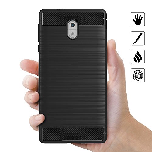 Funda Nokia 3  AICEK Negro Silicona Fundas para Nokia 3 Carcasa Nokia 3 Fibra de Carbono Funda Case  5 0 Pulgadas 