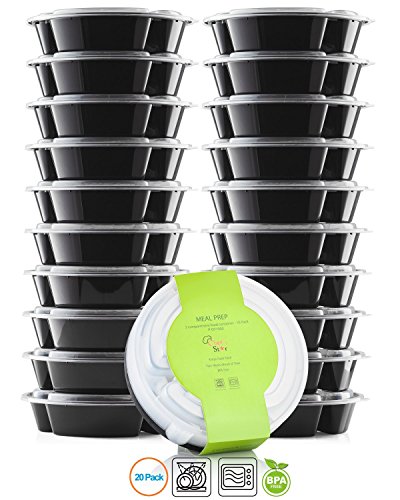 Chef's Star Lot de 10 contenants alimentaires réutilisables et empilables à 3 compartiment avec couvercles, sans BPA, allant au micro-ondes et au lave-vaisselle, 737 g