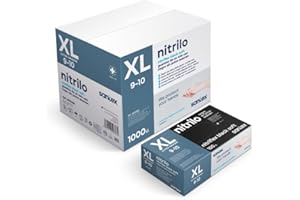 ABD Guantes de Nitrilo Negro Pack de 1000 Unidades, Resistentes al Desgarro, Antideslizantes, Sin Látex, Apto para Uso Alimentario, Cumplen EN 455 y EN 374 (Negro, Talla XL)