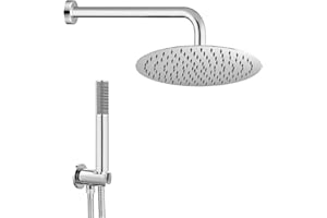 Inbagno Sistema Doccia con soffione in Acciaio, Completo di doccetta, Presa d’Acqua con Supporto e Flessibile