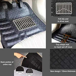 Oshotto 4D Black Car Tray Mats Compatible with Maruti Suzuki WagonR 2019 - 2021 - Set of 3 (2 pcs Front & one Long Single Rear pc)