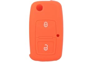 BROVACS Silicone Cover Protector Case Holder Skin Jacket Compatible with VOLKSWAGEN Passat Golf Bora Touran Polo 2 Button Flip Remote Key Fob CV9805 Orange