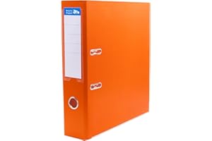Raylu Paper – Archivador con Anillas, Carpeta Archivadora de Lomo Ancho 75 mm, Archivadores para Oficina de 2 Anillas con Palanca de Apertura Suave y Tarjetero Personalizable (Naranja, Folio)