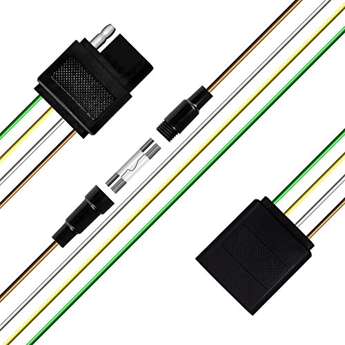 Megulla Trailer Wire Extension, 3.3ft/1m, 4-Way 4-Pin Plug Flat 20 Gauge - Hitch Light Trailer Wiring Harness Extender