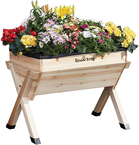 Grow Trug Raised Garden Flower Bed Outdoor Wooden Planter Box for Plants &amp; Vegetables (Medium Free Seeds)