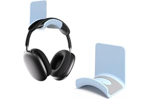 wigmoa S-T8 Support mural compact pour casque sous le bureau avec crochet adhésif sécurisé, compatible avec Airpods Max et la plupart des casques/manettes (bleu/support mural)