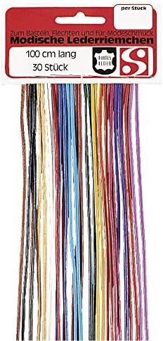 Stylish Genuine Leather 30 Cords Bundle - mixed colours, round Ø 2 mm, 100 cm length, for DIY Jewelry Making, Crafting or Braiding.