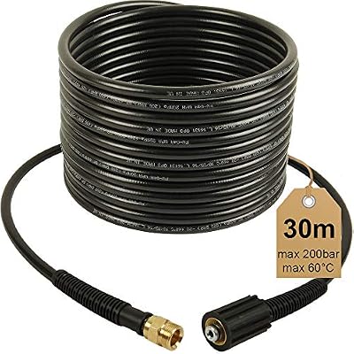 McFilter Rallonge de tuyau haute pression | 30 m, 200bar, 60 °C, M22 x 1,5 filetage intérieure/extérieure, NW 6 x 1 | Idéal pour nettoyeur haute pression