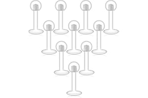 D.Bella 16G Lippenpiercing Stecker Retainer Durchsichtig Plastik Labret Ring Retainer Flexible Bioflex Ohrstecker Tragus Helix Daith Piercing Retainer Kunststtoff Cartilage Ohrpiercing