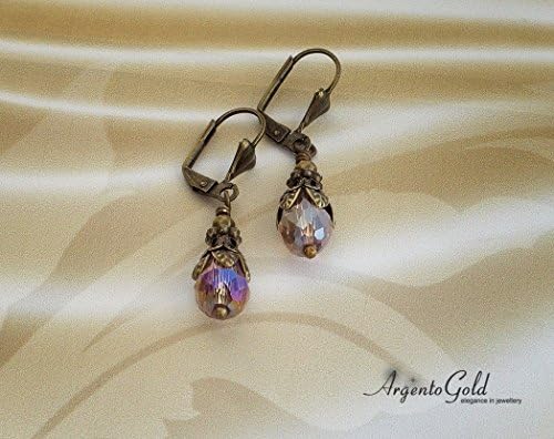 Edwardian Art Deco style Earrings with Czech Crystal Beads