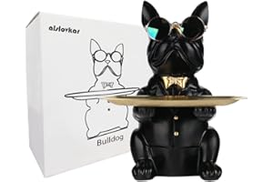 alslovkar Statua da scrivania in resina con bulldog e decorazione da tavolo multifunzione per ufficio, decorazione per la casa, portamonete, salvadanaio (nero)