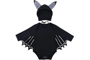 LNL Baby Halloween Kostüm Fledermaus mit Big Ear Hut Meine ersten Halloween Outfits Unisex Baby Strampler Set 3-24 Monate