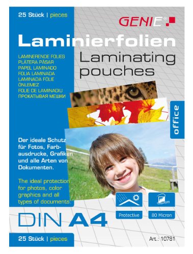 Genie 10781 - Fundas para plastificar tama  o A4 peso 80 micras - Pack de 25 uds 