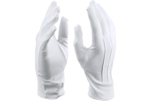 HatStar White Gloves | with Piping in One Size | Santa Claus Costume Accessory | For Men and Women | Halloween, Fancy Dress and Carnival, White