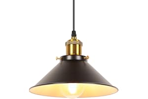 iDEGU Lámpara Colgante Retro, 22cm Vintage Lámpara de Techo Industrial Tulipa en Metal E27 Colgante de Luz para Sala de Estar Cocina Dormitorio Restaurante Comedor Pasillo (Negro)