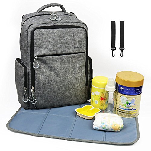 Preisvergleich Produktbild Becko multifunktional Wickelrucksack Wickeltasche mit 19 Taschen Reisetasche Laptoptasche Oxford Babytasche mit einer Windelmatte Reiserucksack für Unterwegs 45.5 × 36.5 × 21 cm (Grau)