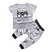 Internet Baby Infant Boys Girls Outfit Printed T-shirt Tops+Pants Clothes 0-24 Months (3-6Months, Grey)