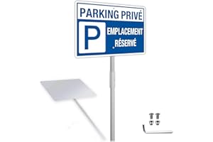 YUNTARDA Panneau Parking Privé Emplacement Réservé avec Piquet Aluminium Réfléchissant 20x30cm, Panneau Stationnement Métallique Résistant aux Intempéries, Imperméable et Résistant aux UV